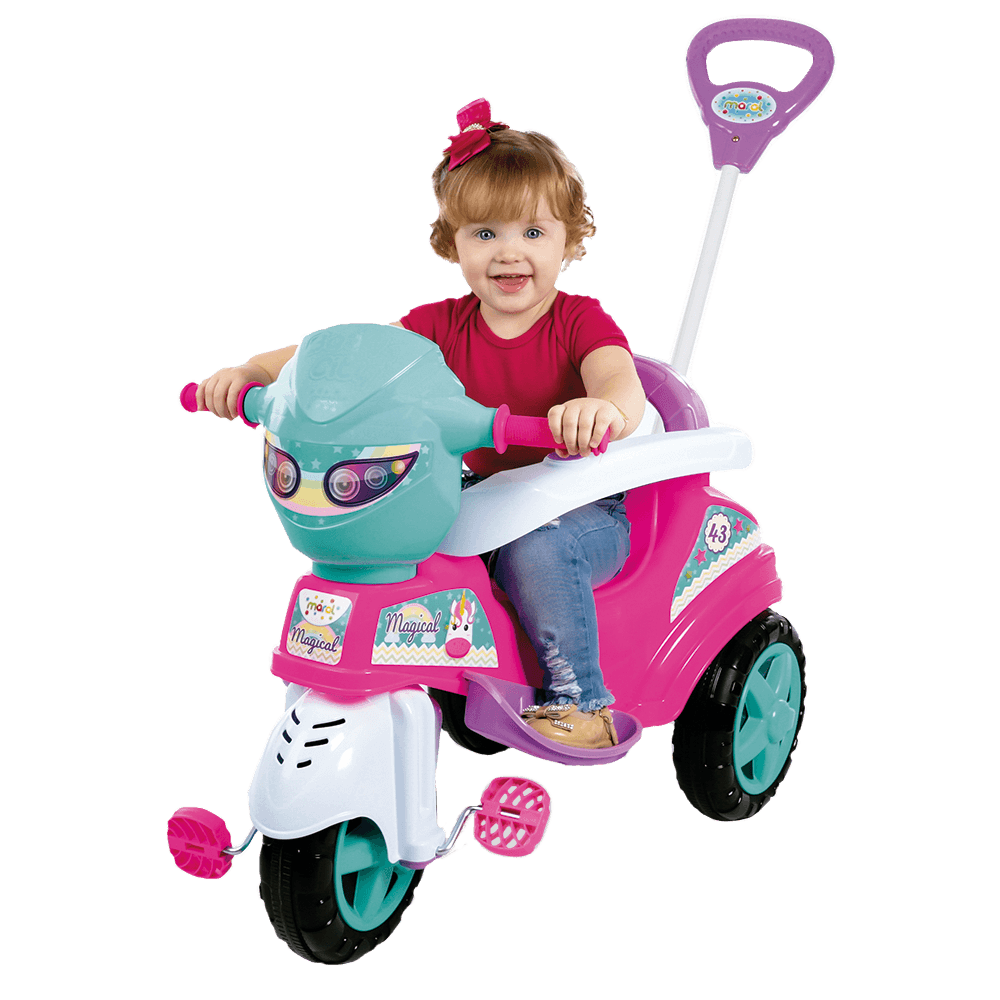 Triciclo infantil baby city menina magical rosa com lilás 3150