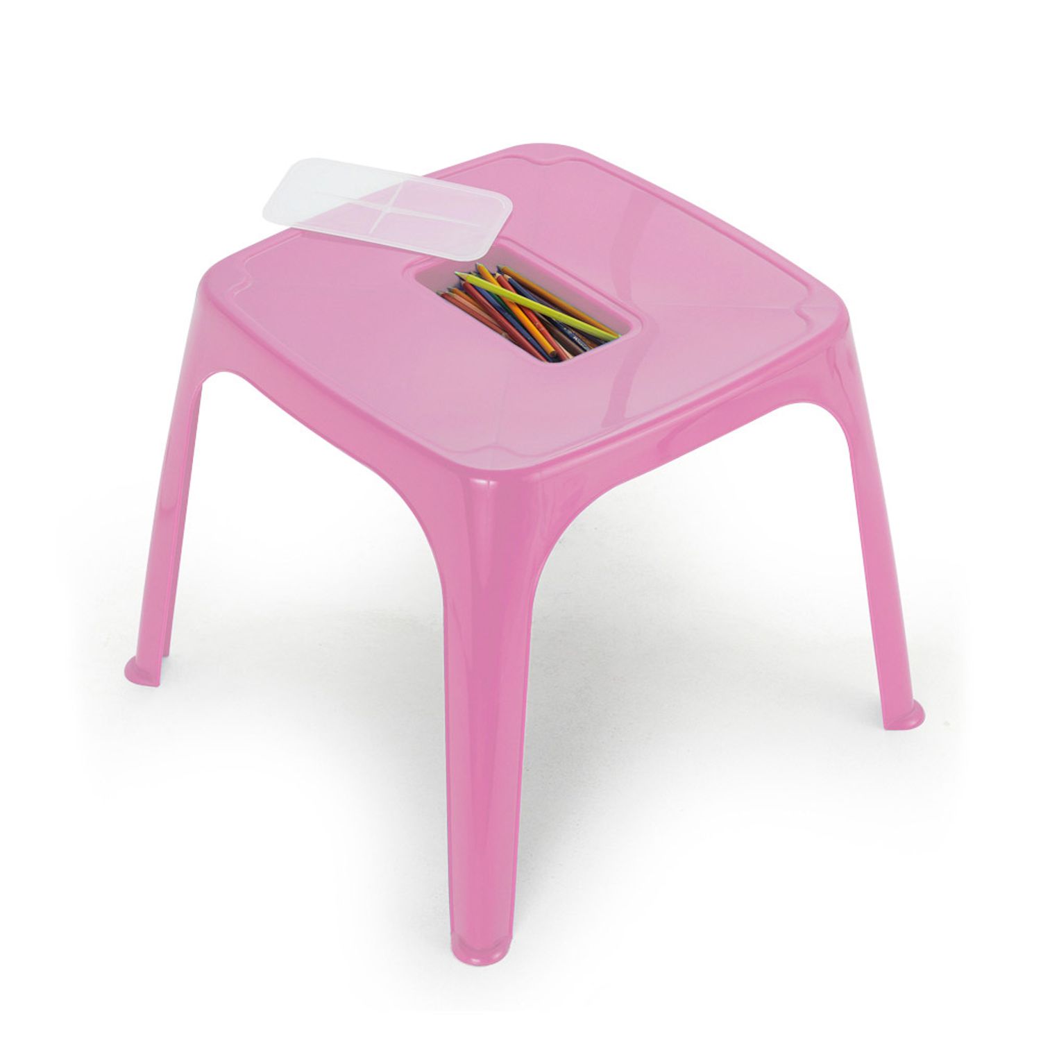 Mesa infantil rosa de plástico 45x47cm Plasnort Casa Freitas