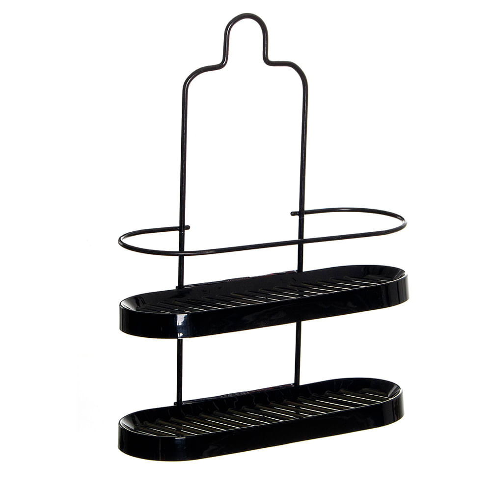 Porta shampoo duplo wave preto 1594-2-2 Metaltru Casa Freitas