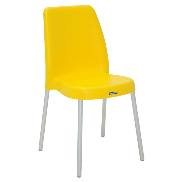 Cadeira Vanda amarela com pernas  anodizadas Tramontina