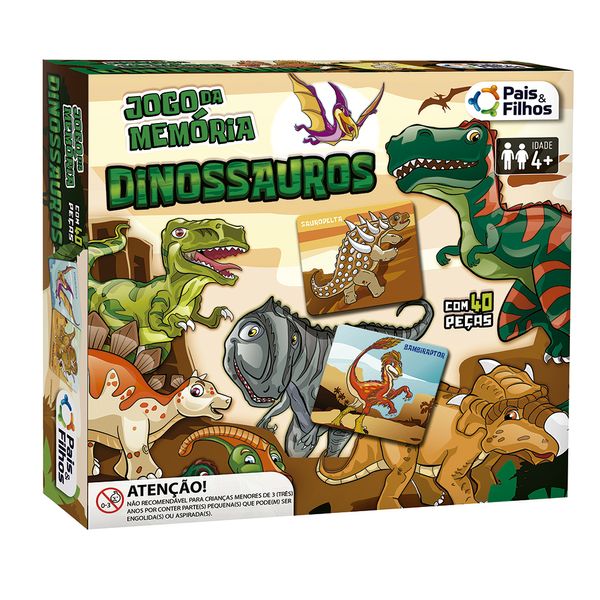 Jogo da memória dinossauros 40 peças Pais e Filhos