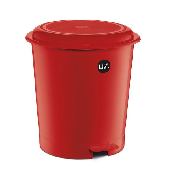 Lixeira plástica com pedal vermelha 12 litros UZ
