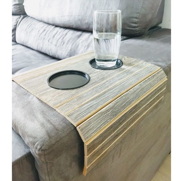 Esteira para sofá com porta copos em mdf 45x30cm (comprimento x largura) Golden Artefatos