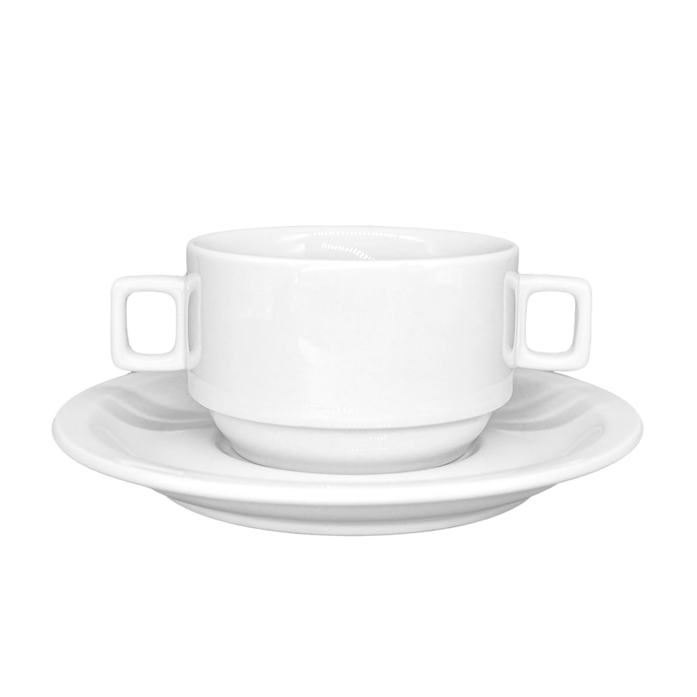 Xícara consumê com pires 270ml porcelana Schmidt Casa Freitas