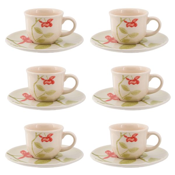 Jogo 06 xícaras para café com pires beauty Oxford