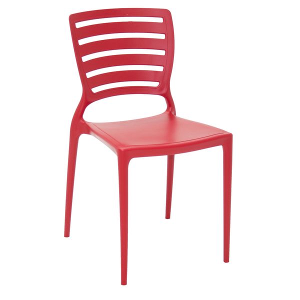 Cadeira Sófia em polipropileno e fibra de vidro vermelho com encosto horizontal Tramontina
