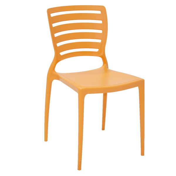 Cadeira Sófia em polipropileno e fibra de vidro laranja com encosto horizontal Tramontina