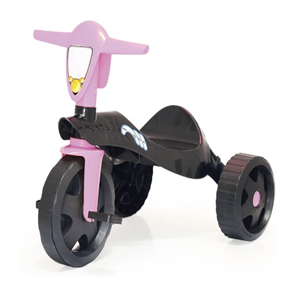 Triciclo infantil new speed preto com rosa Homeplay