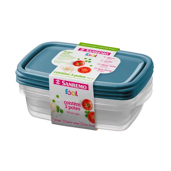 Jogo 3 potes plÃ¡sticoÂ 785ml Sanremo Jogo 3 potes plásticoÃÂ 785ml Sanremo