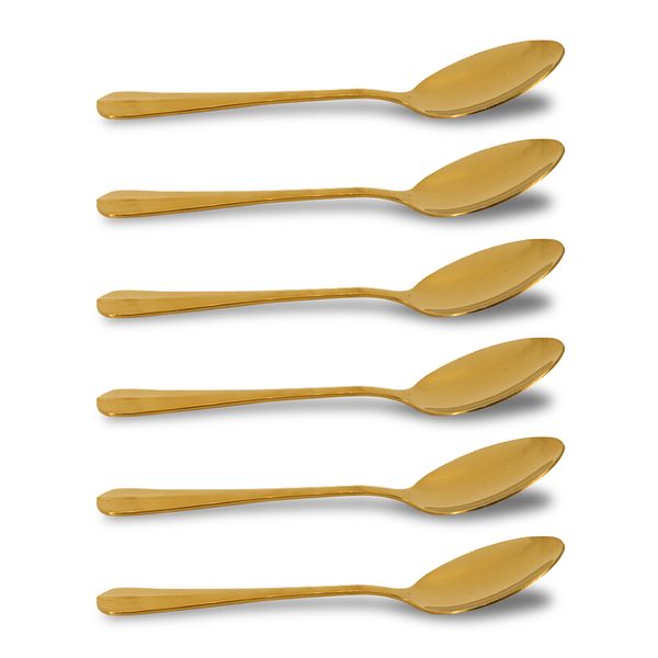 Jogo 6 colheres de mesa inox positano gold 18cm Lyor