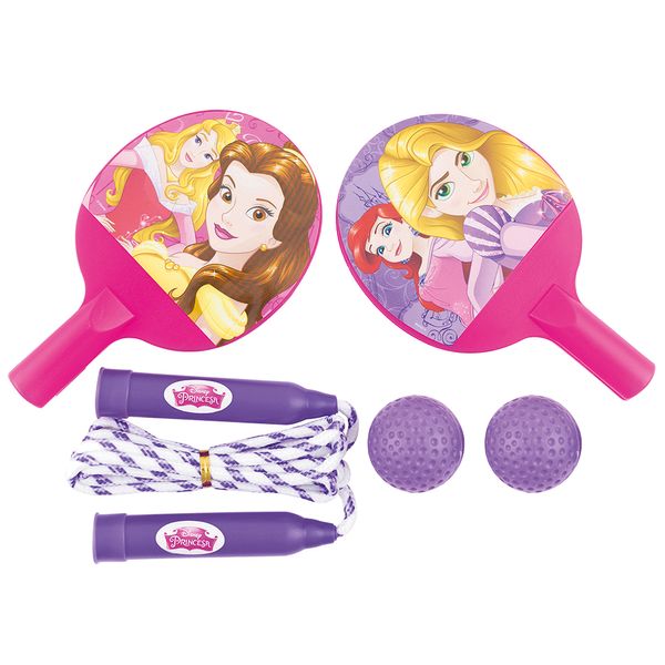 Kit com 2 raquetes de ping pong e pula corda Pricesas Disney