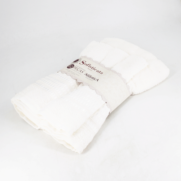 Jogo de toalhas 2 peças banho/rosto Nara cinta off white Atlântica