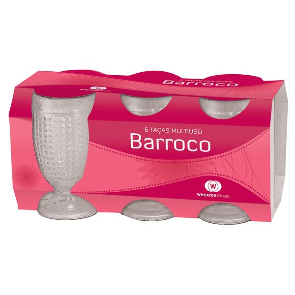 Jogo 6 taças para água vidro barroco 250ml Wheaton