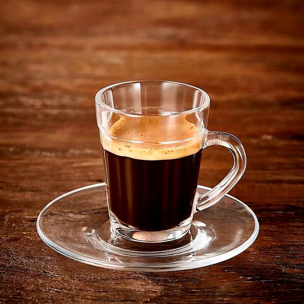 Xícara de café vidro americano com pires 90ml Nadir