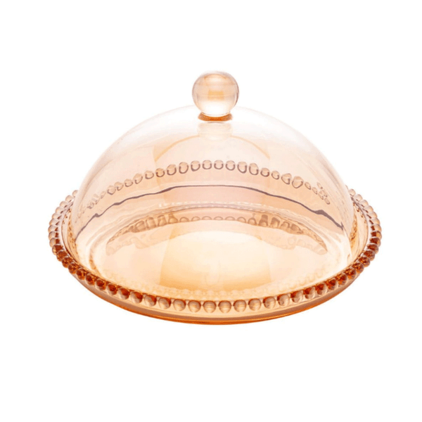 Queijeira cristal pearl âmbar 20x12cm Wolff