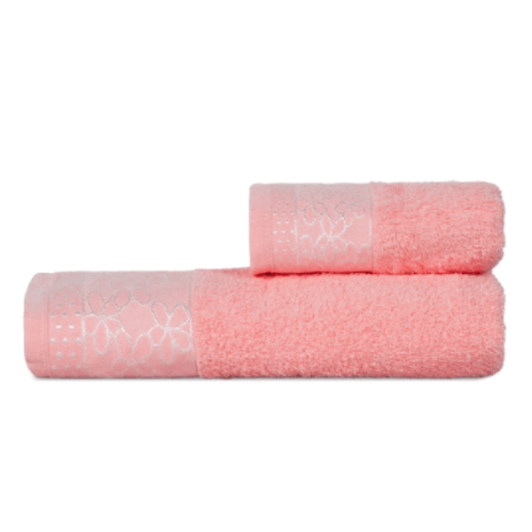 Jogo de toalhas 2 peças banho/rosto Dora cinta rosa chá Atlântica