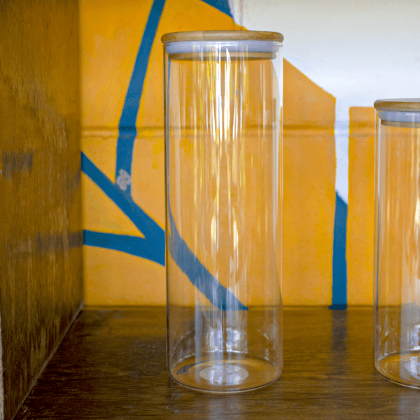 Pote de vidro com tampa bamboo 1,7L DCasa
