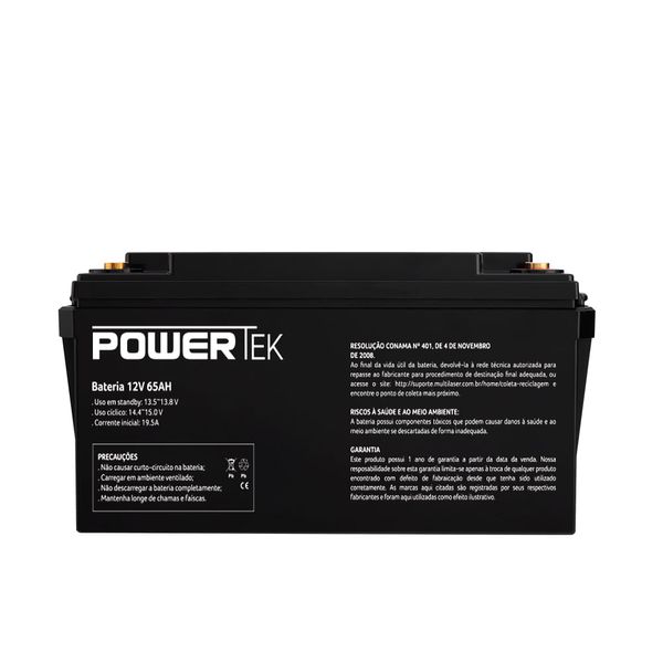 Bateria 12V 65AH Powertek - EN024 - Casa Freitas