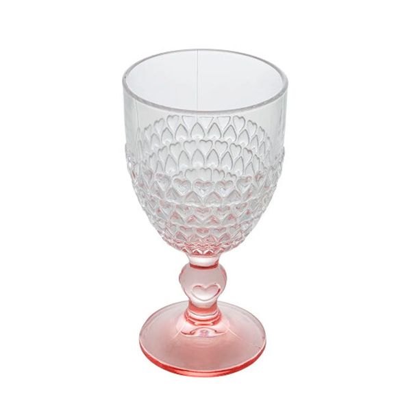 Taça para água em cristal coração borda rosa 330ml 1716 Lyor