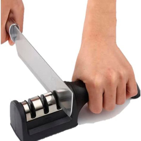 Afiador de faca premium inox/abs black 20x5x7,5cm Lyor