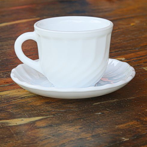 Jogo com 8 xícaras de chá empilhável 220 ml Oxford porcelana branca e 8  píres Original