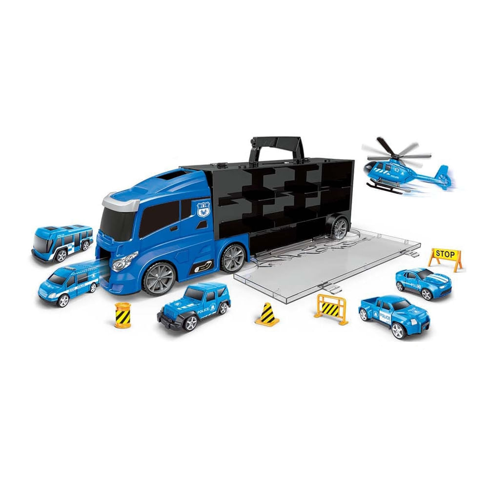 Brinquedo Infantil Caminhão Policia City Machine Multikids Azul