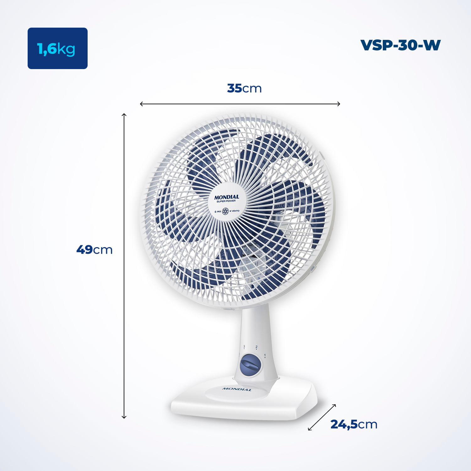 Ventilador De Mesa Super Power 30cm 220V Vsp-30-w Mondial Casa Freitas ...