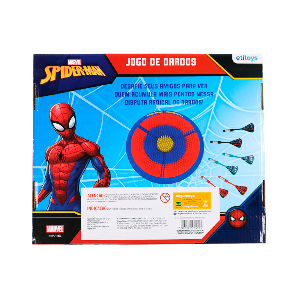 Jogo de dardos Spider-Man 7 peças Etilux - Casa Freitas