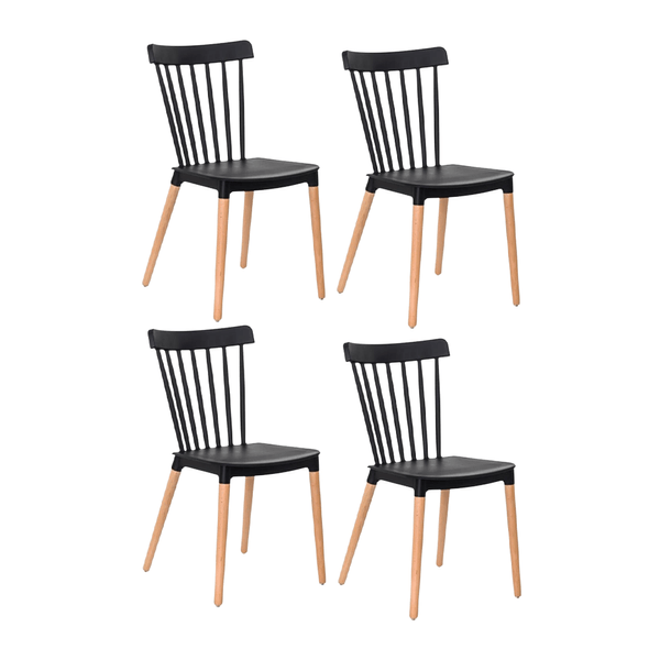 Conjunto 4 cadeiras wind preta 52,5x43x82cm 90032 DCasa
