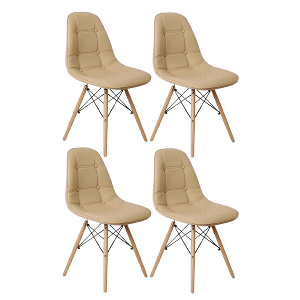 Conjunto 4 cadeiras estilo botonê nude DCasa