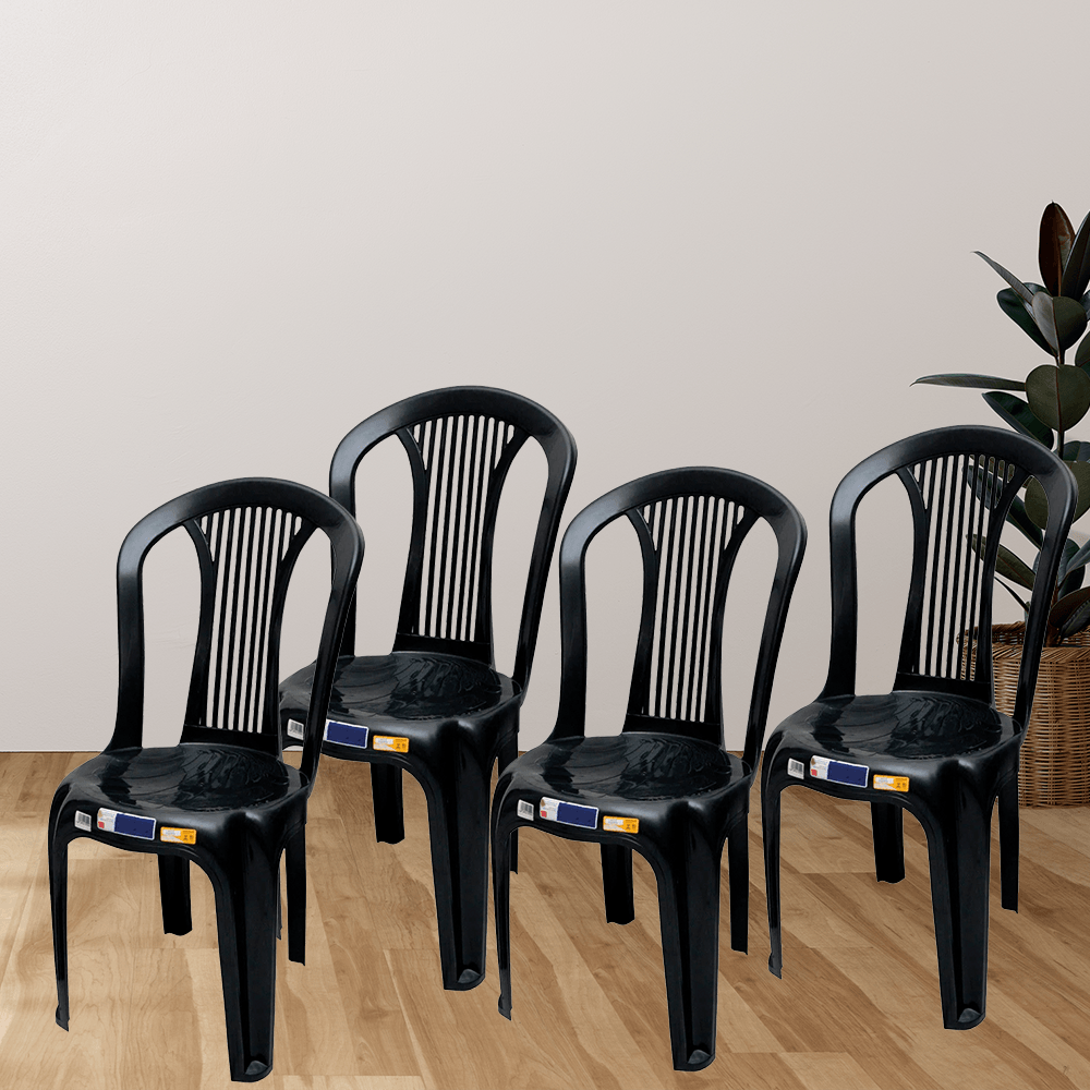 Conjunto de 4 Cadeiras Plásticas Tramontina Alice Preta