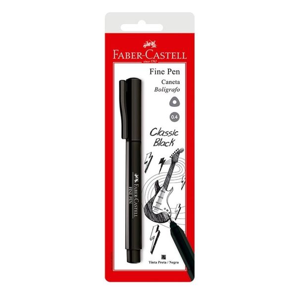Caneta fine pen classic black 0.4 Faber Castell
