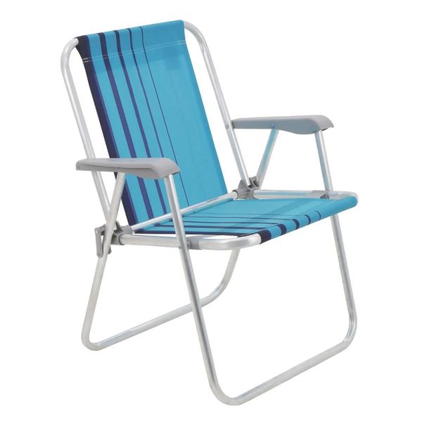 Cadeira de praia samoa dobrável (não reclinável) em alumínio com assento azul 92900002 Tramontina
