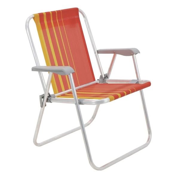 Cadeira de praia samoa dobrável (não reclinável) em alumínio com assento laranja/amarelo 92900001 Tramontina