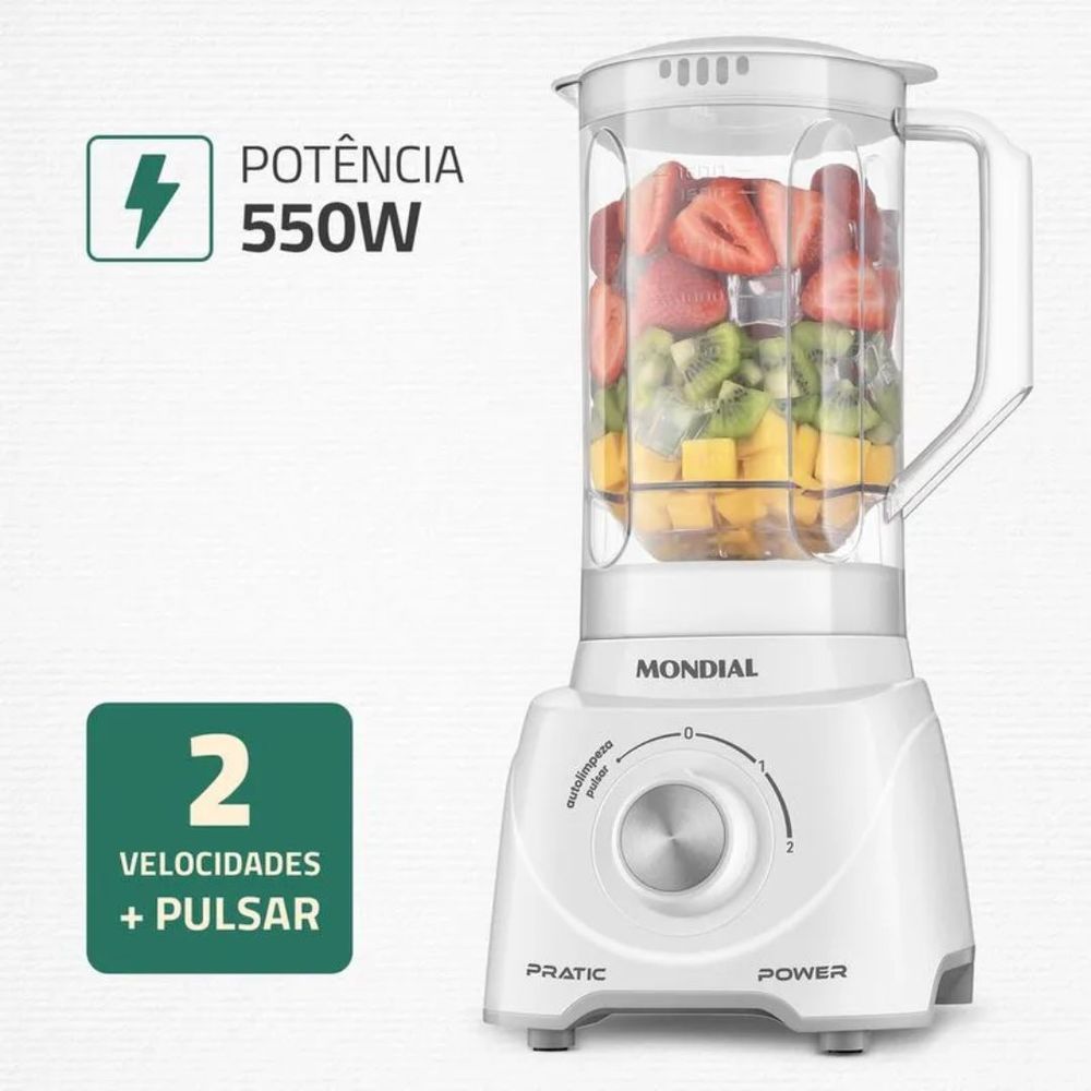 Liquidificador Pratic Power Branco 220V L-97-W Mondial Casa