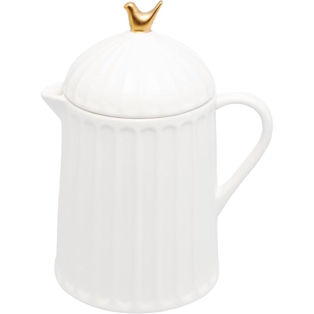 Bule de Cerâmica Colibri com Tampa Branco 600ml Wolff Casa Freitas