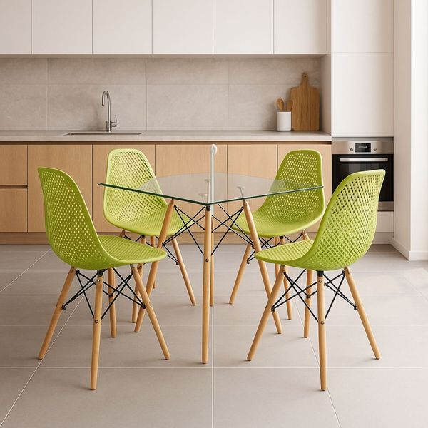 013449A000013-conjunto-mesa-quadrada-eiffel-80cm-vidro-4-cadeiras-colmeia-verde-dcasa--1-
